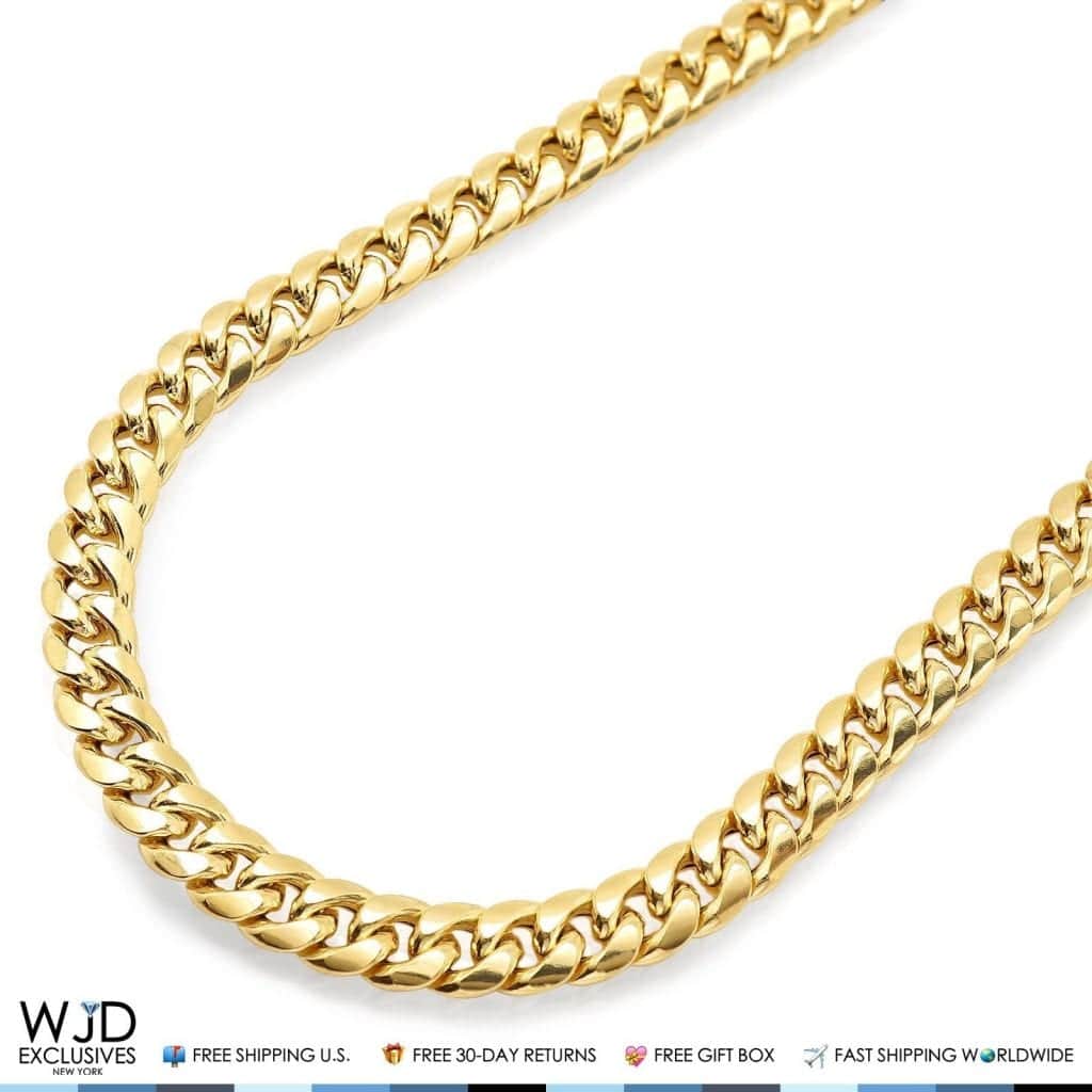 10K Yellow Gold Hollow 7mm Miami Cuban Chain Necklace 34"