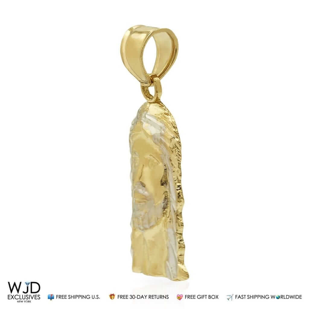10K Yellow Gold Diamond-Cut Religious Jesus Pendant