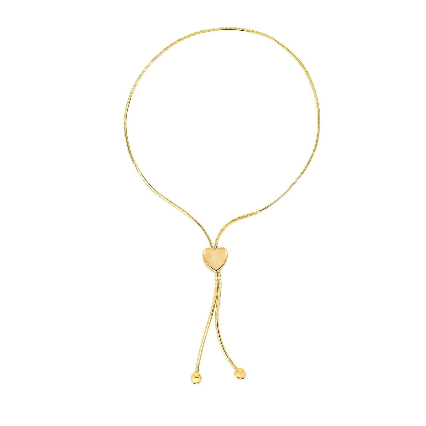 14K Gold Yellow Slide Heart Snake Medallion Bracelet Adjustable
