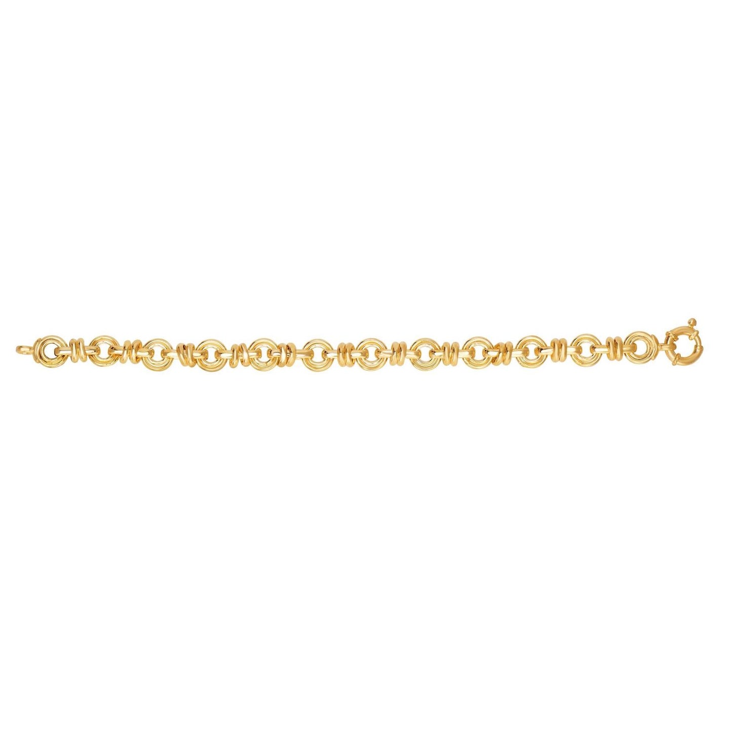 14K Gold Yellow 8mm Round Oval Bracelet 7.5"