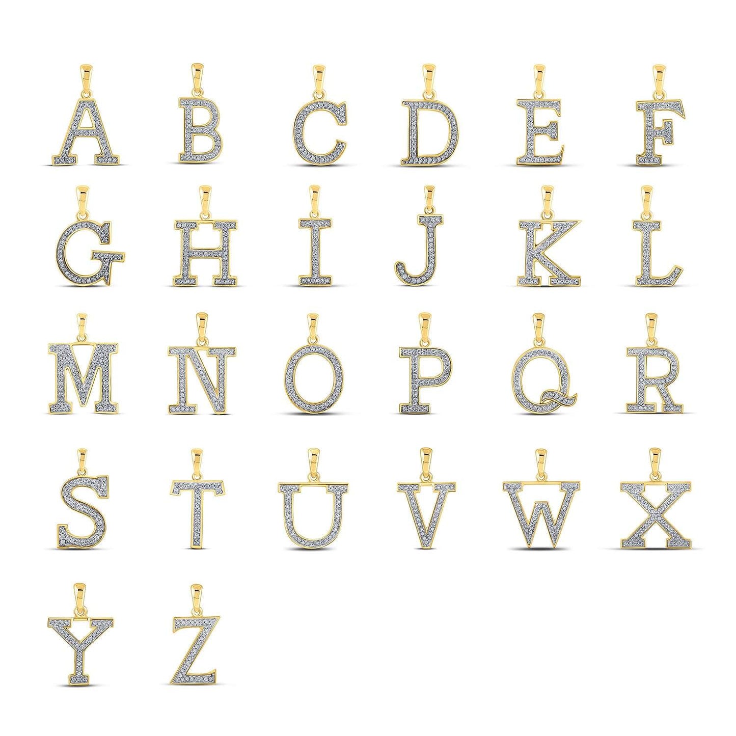 .08CTW Natural Diamond 10K Yellow Gold Initial Letter Pendant