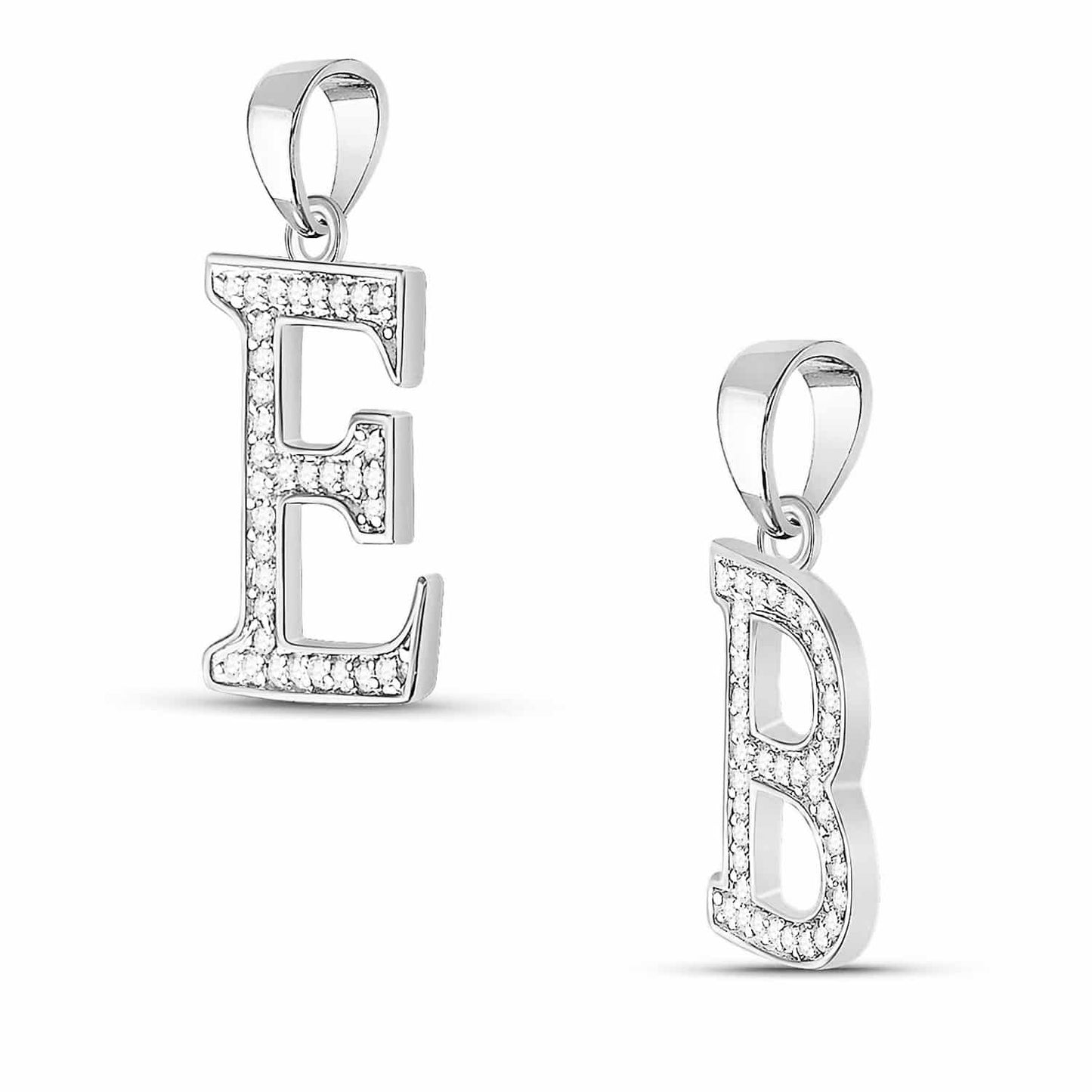 .08CTW Real Diamond 10K White Gold Initial Letter Pendant