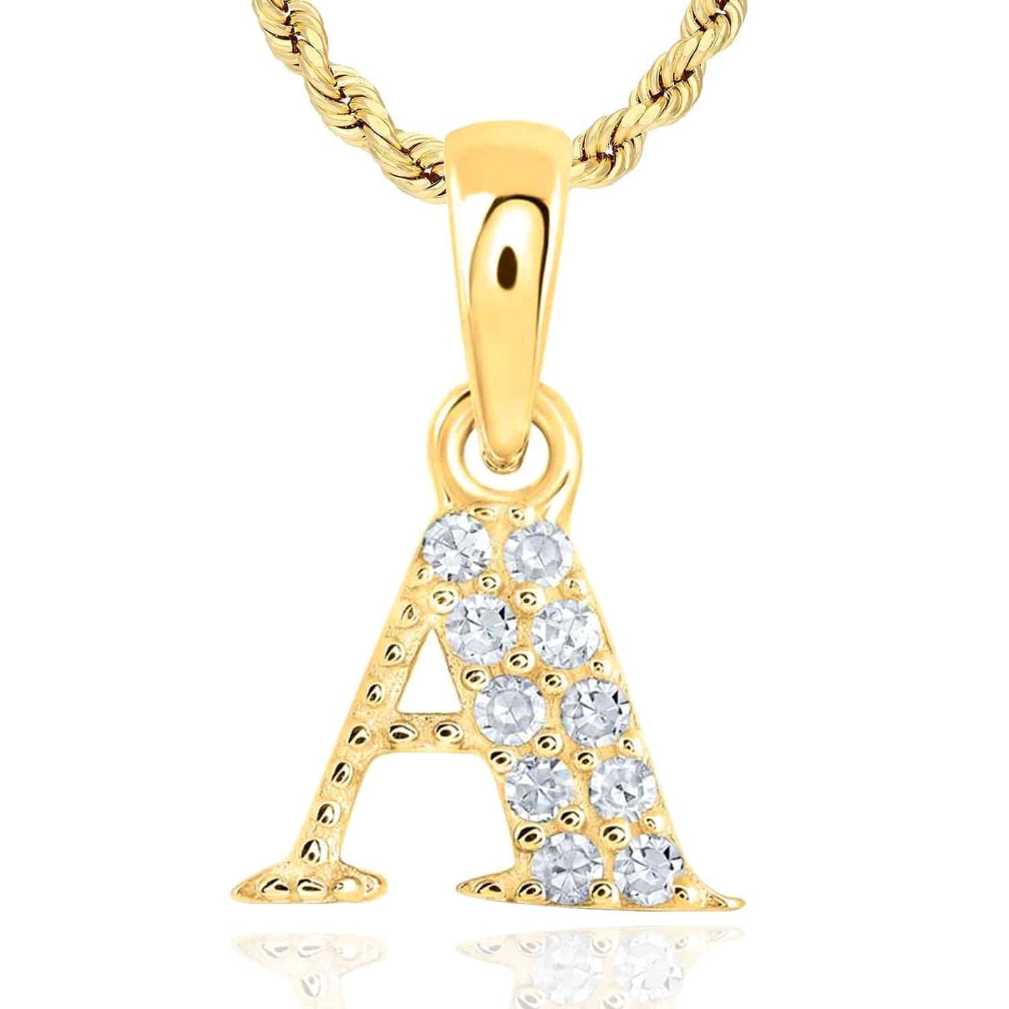 .05CTW Real Diamond 10K Yellow Gold Initial Letter Pendant