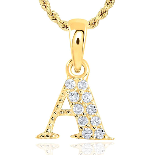 .05CTW Natural Diamond 10K Yellow Gold Initial Letter Pendant