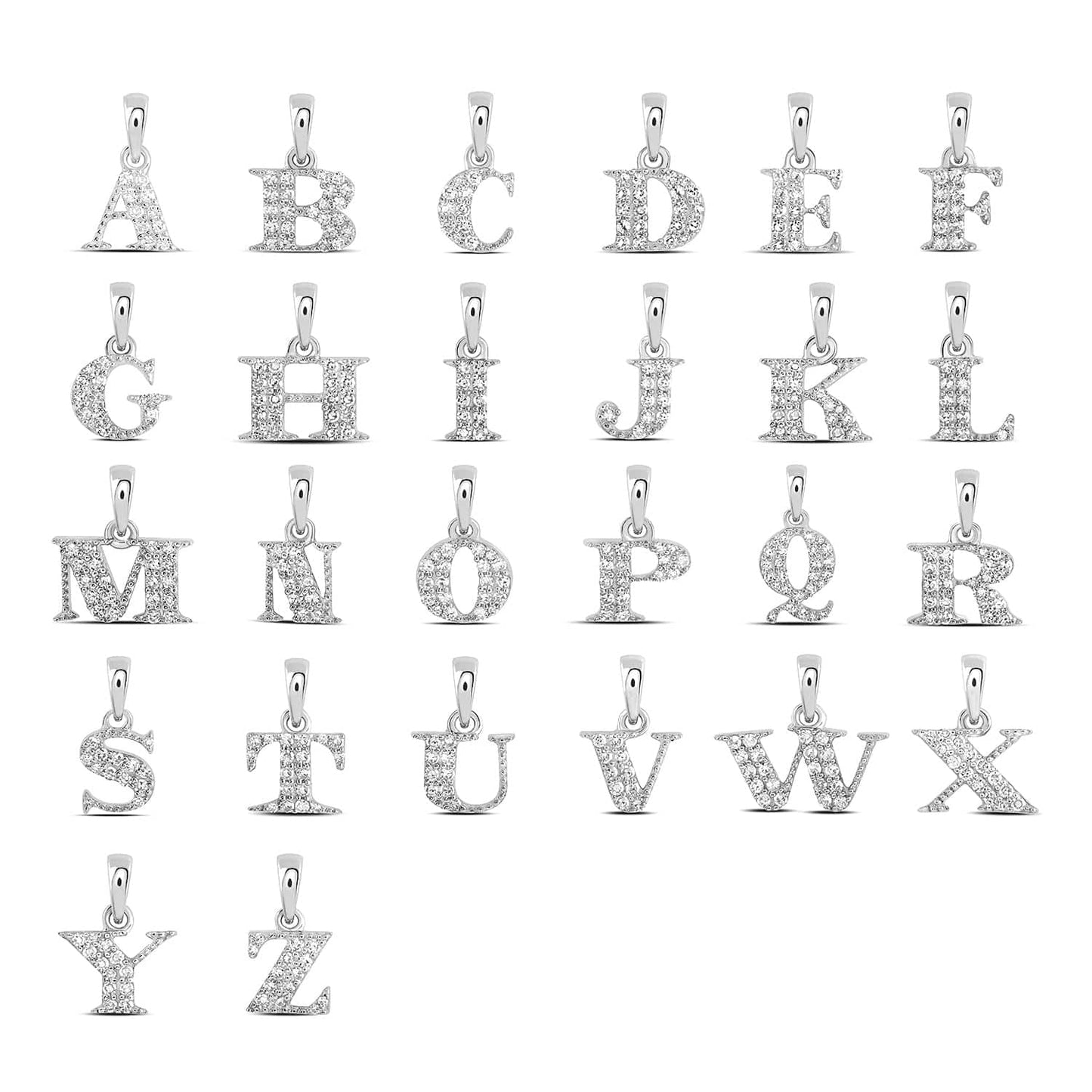 .05CTW Real Diamond 10K White Gold Initial Letter Pendant