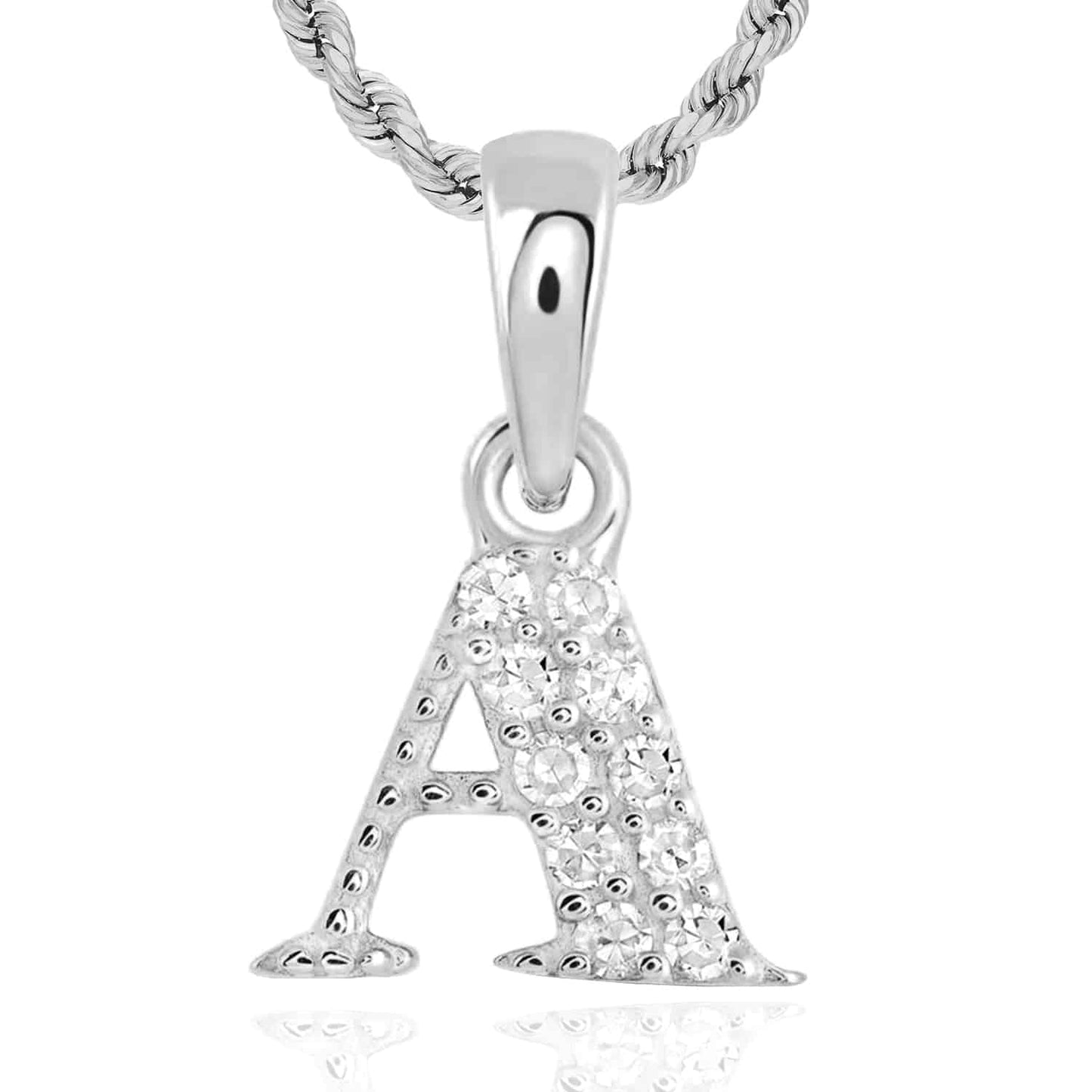 .05CTW Real Diamond 10K White Gold Initial Letter Pendant