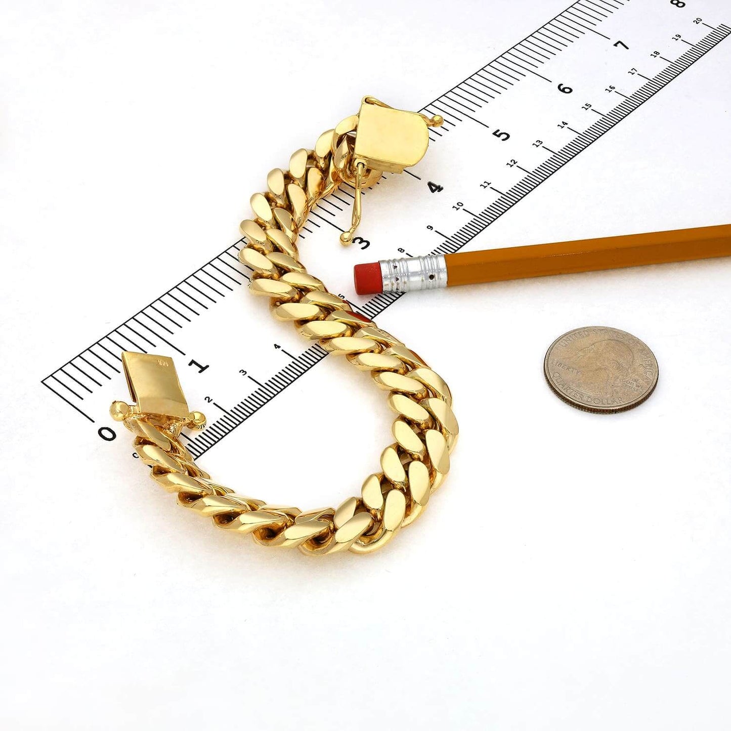 Solid 14K Gold Yellow 14mm Miami Cuban Bracelet 8.5"