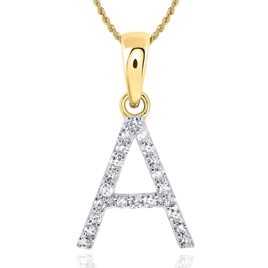 .09CTW Natural Diamond 10K Yellow Gold Initial Letter Pendant