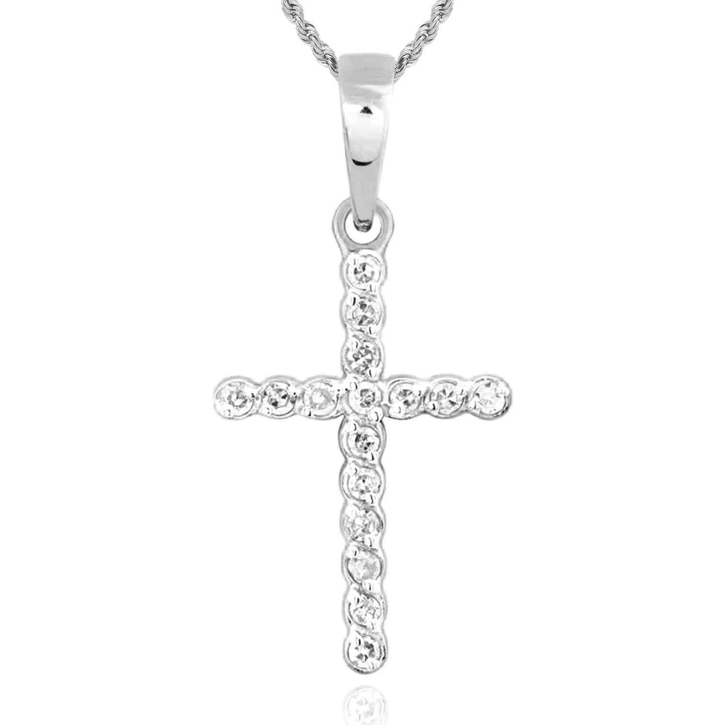 .10CTW Real Diamond 10K Gold Yellow White Rose Bezel Cross Pendant
