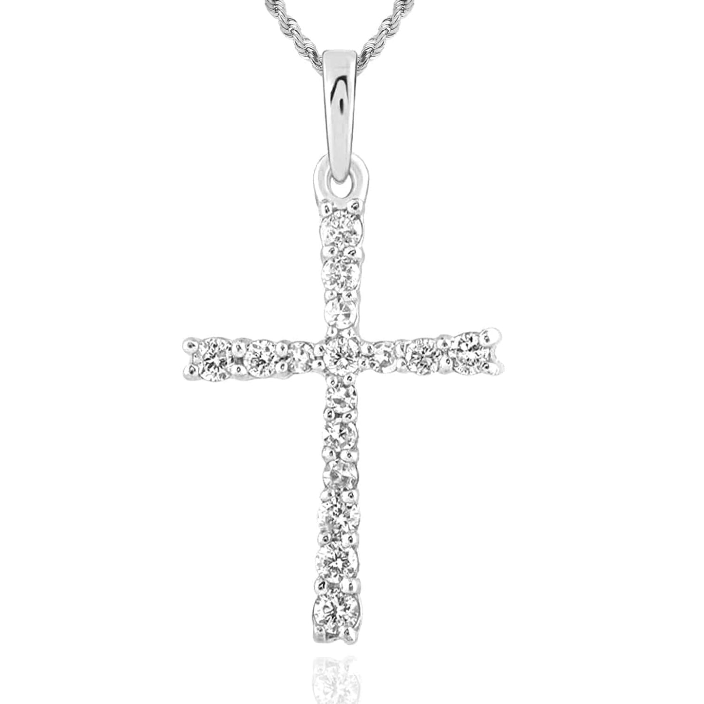 .16CTW Real Diamond 10K Gold Yellow White Rose Cross Pendant