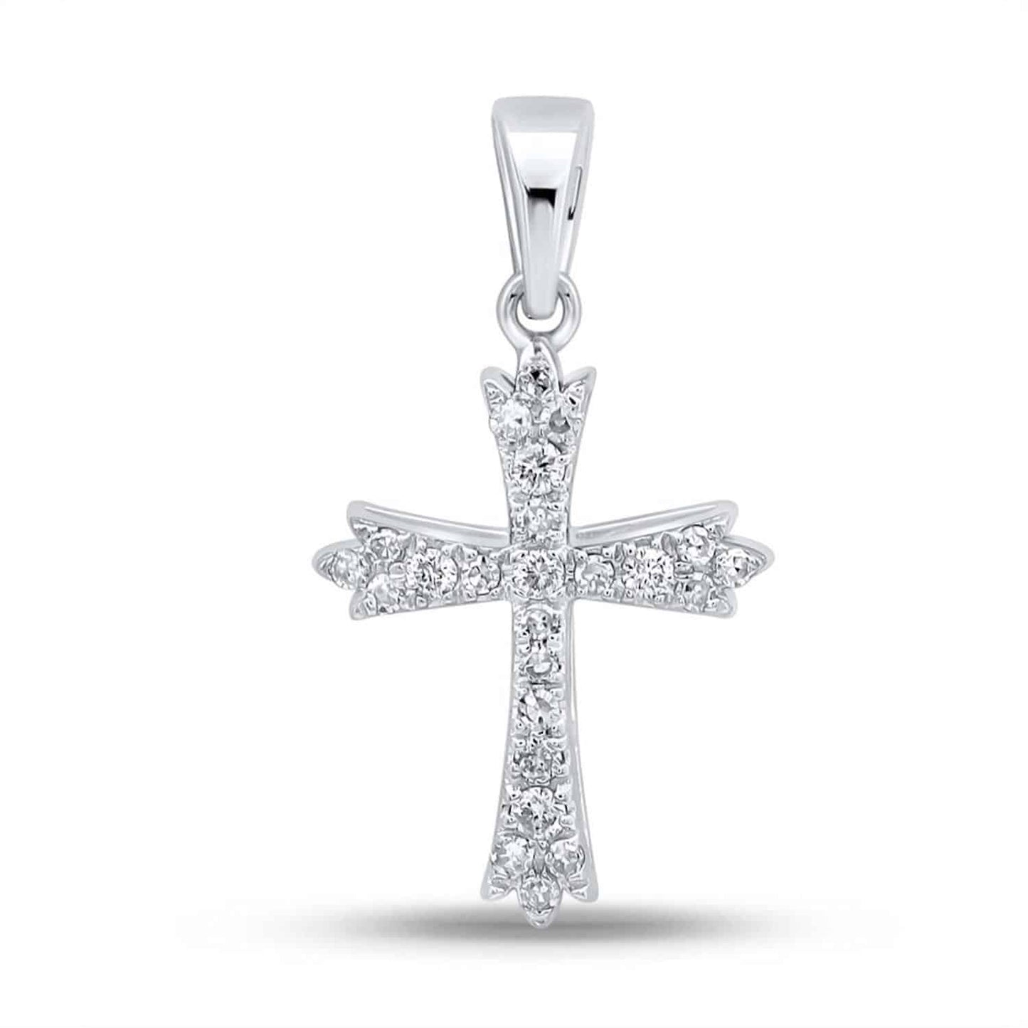 .23CTW Real Diamond 10K Gold Yellow White Cross Pendant 0.9"