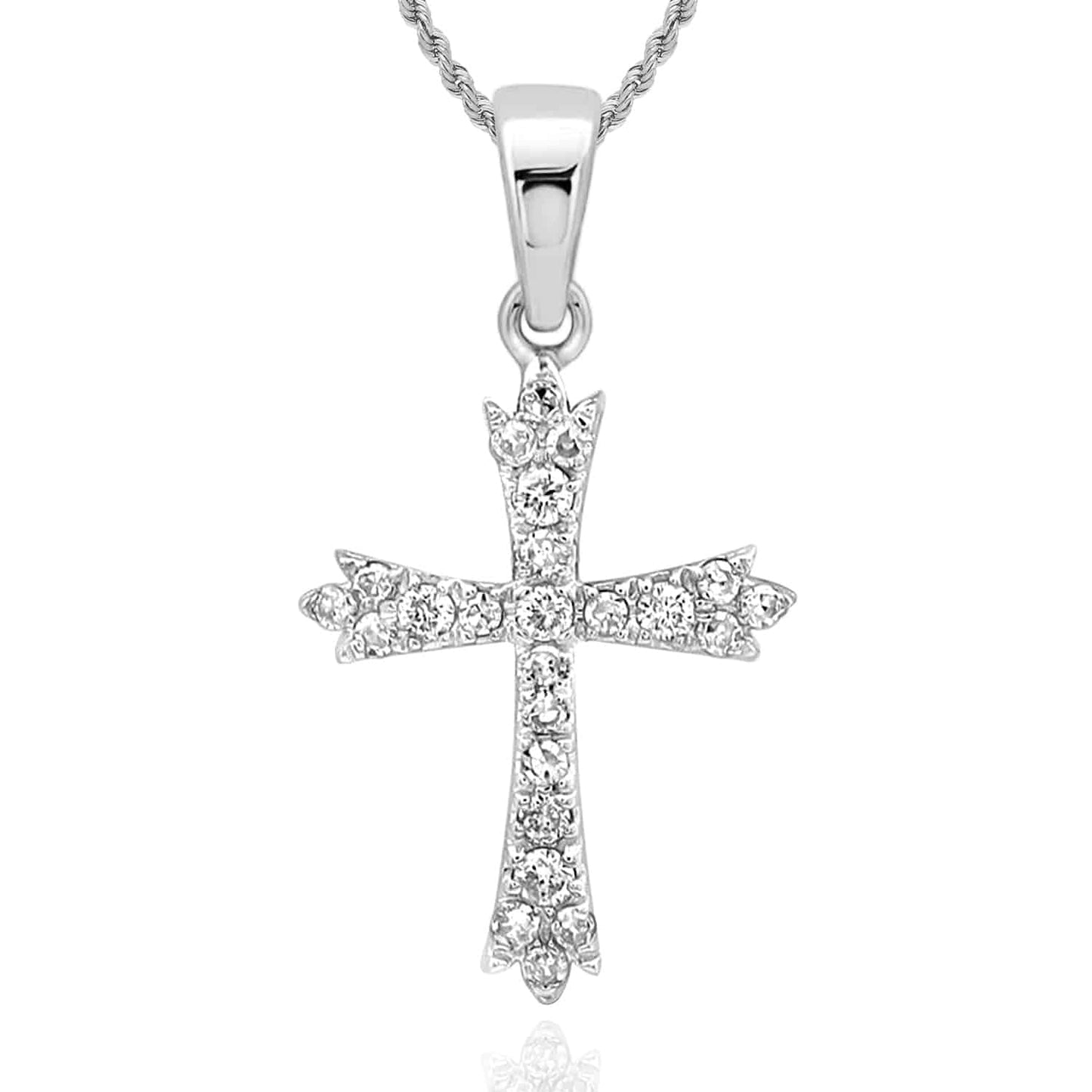 .23CTW Real Diamond 10K Gold Yellow White Cross Pendant 0.9"