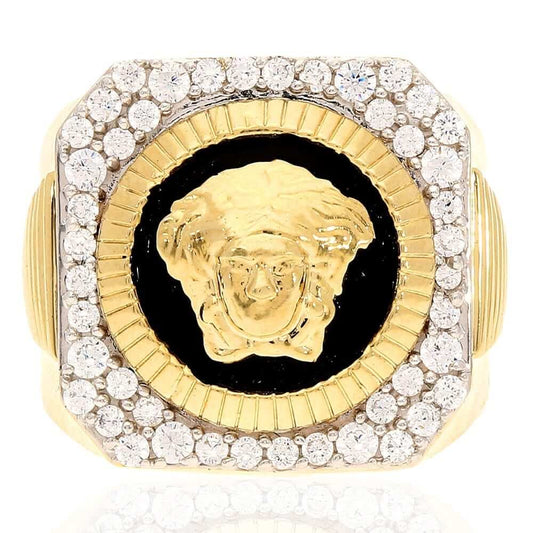 10K Gold 1CTW CZ Medusa Head Signet Ring