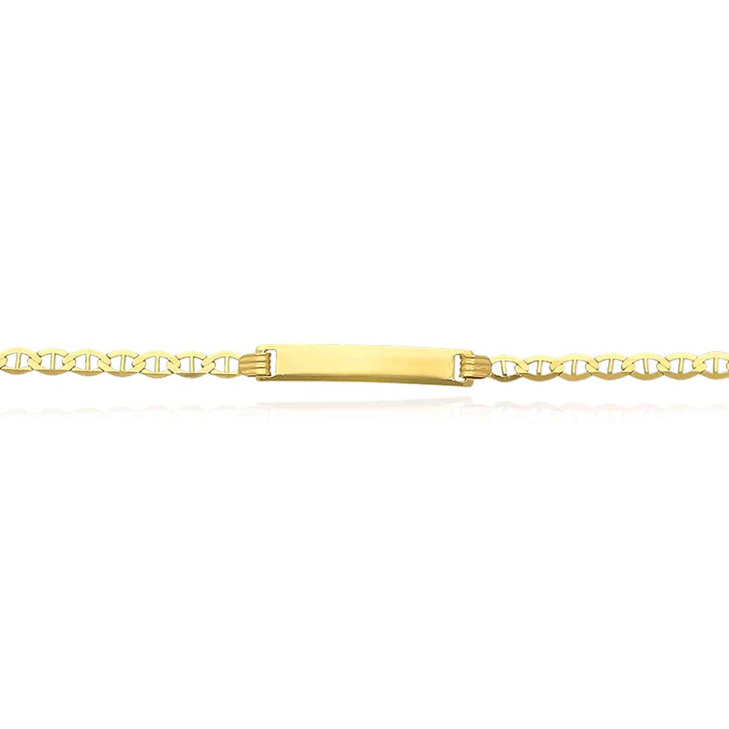 Engravable Kid's 10K Gold Yellow Anchor Mariner Customize Bar ID Bracelet 5.5"