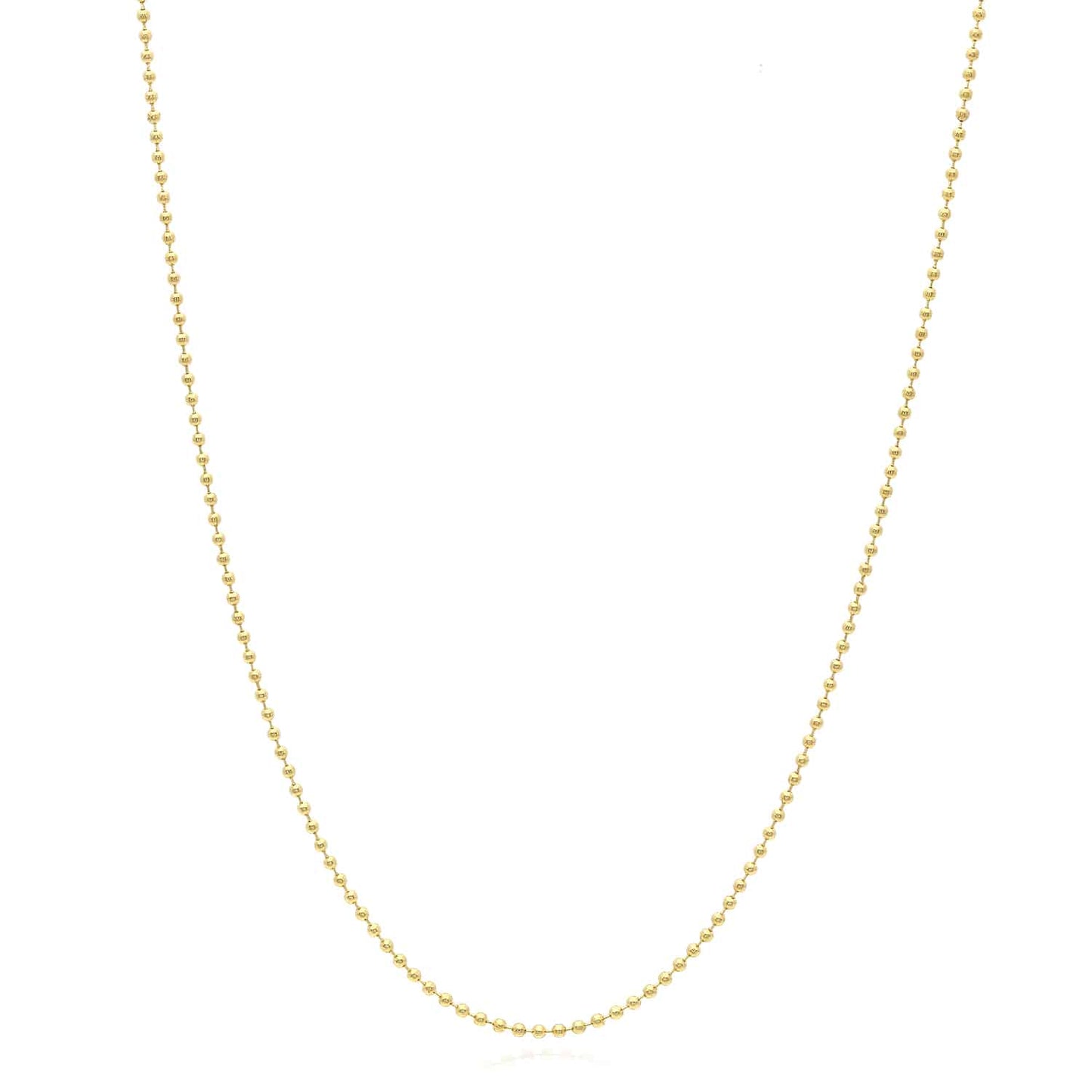 10K Real Gold 1mm Ball Beaded Chain Necklace 16"-20"