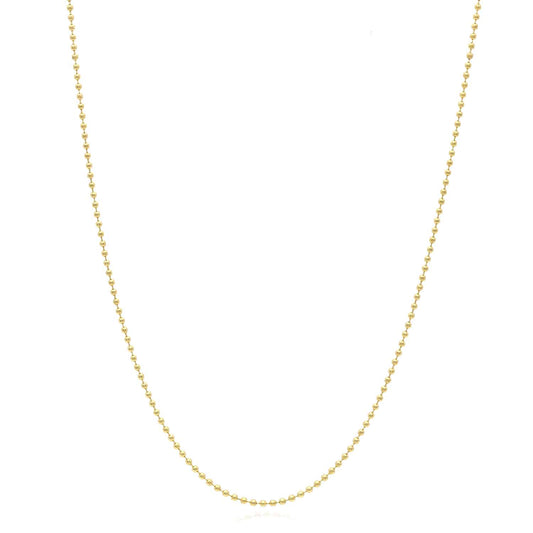 10K Gold 1mm Ball Beaded Chain (Solid Links) 16"-20"