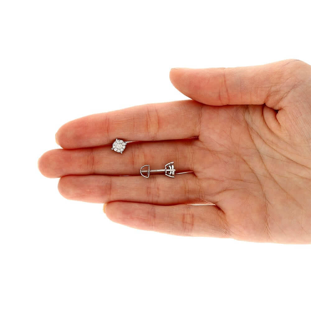 0.45Ct Natural Diamond 14k White Gold Stud Round Earrings Screwback 6mm