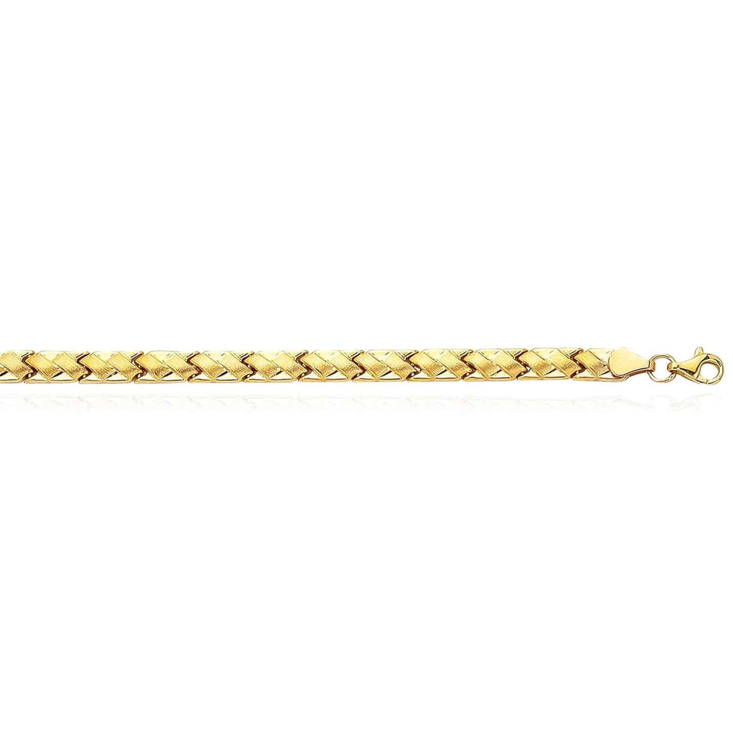 14K Gold Yellow 5mm Satin Woven Stampato Bracelet 7.25"