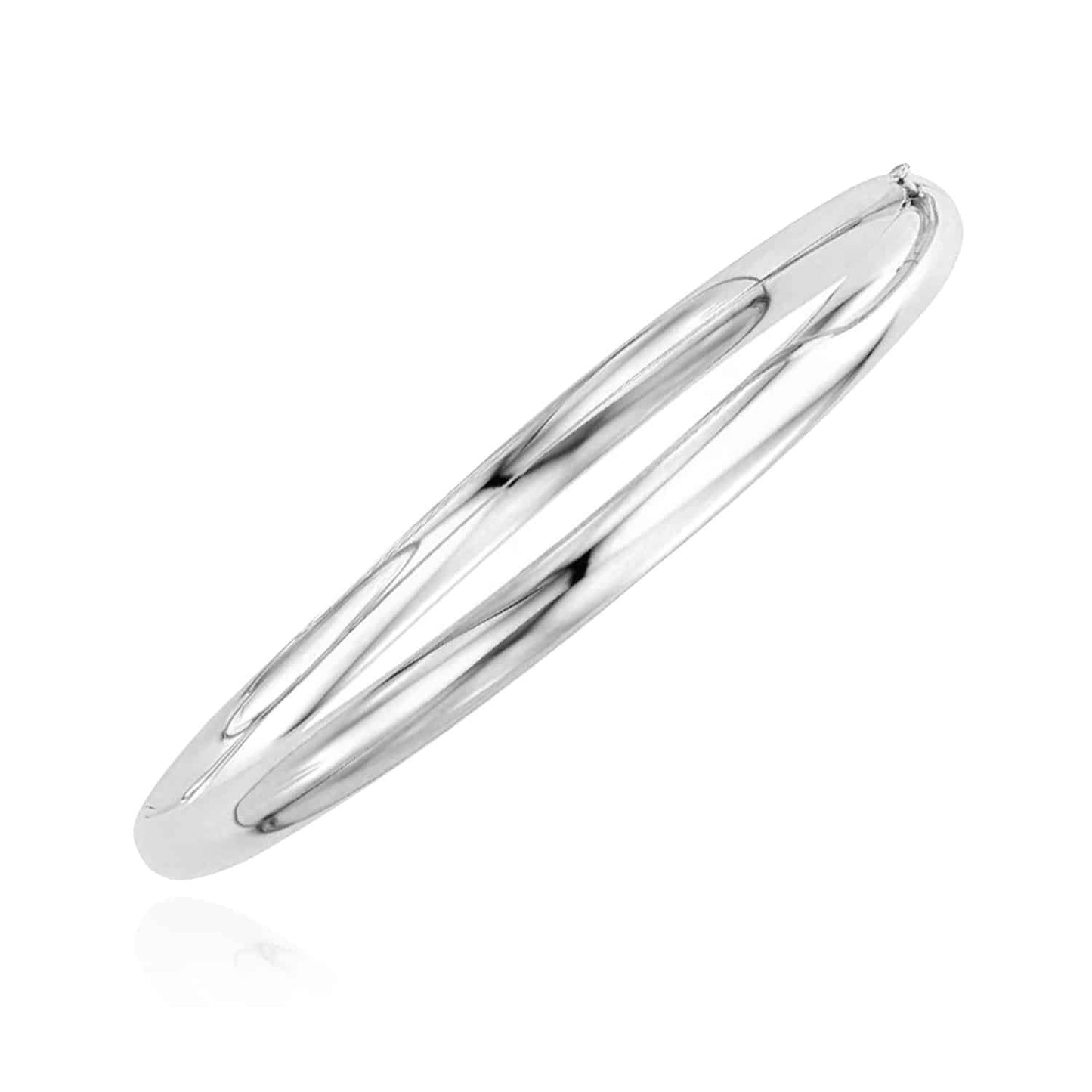 14K Yellow Gold White Rose 5mm Bangle Bracelet 7"-8"