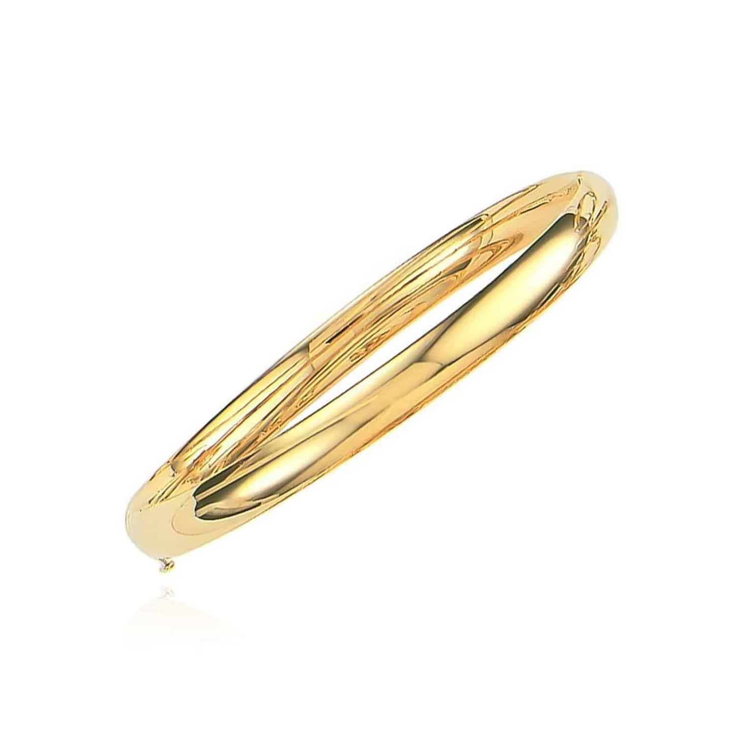 14K Yellow Gold White 6mm Bangle Bracelet 7"-8"