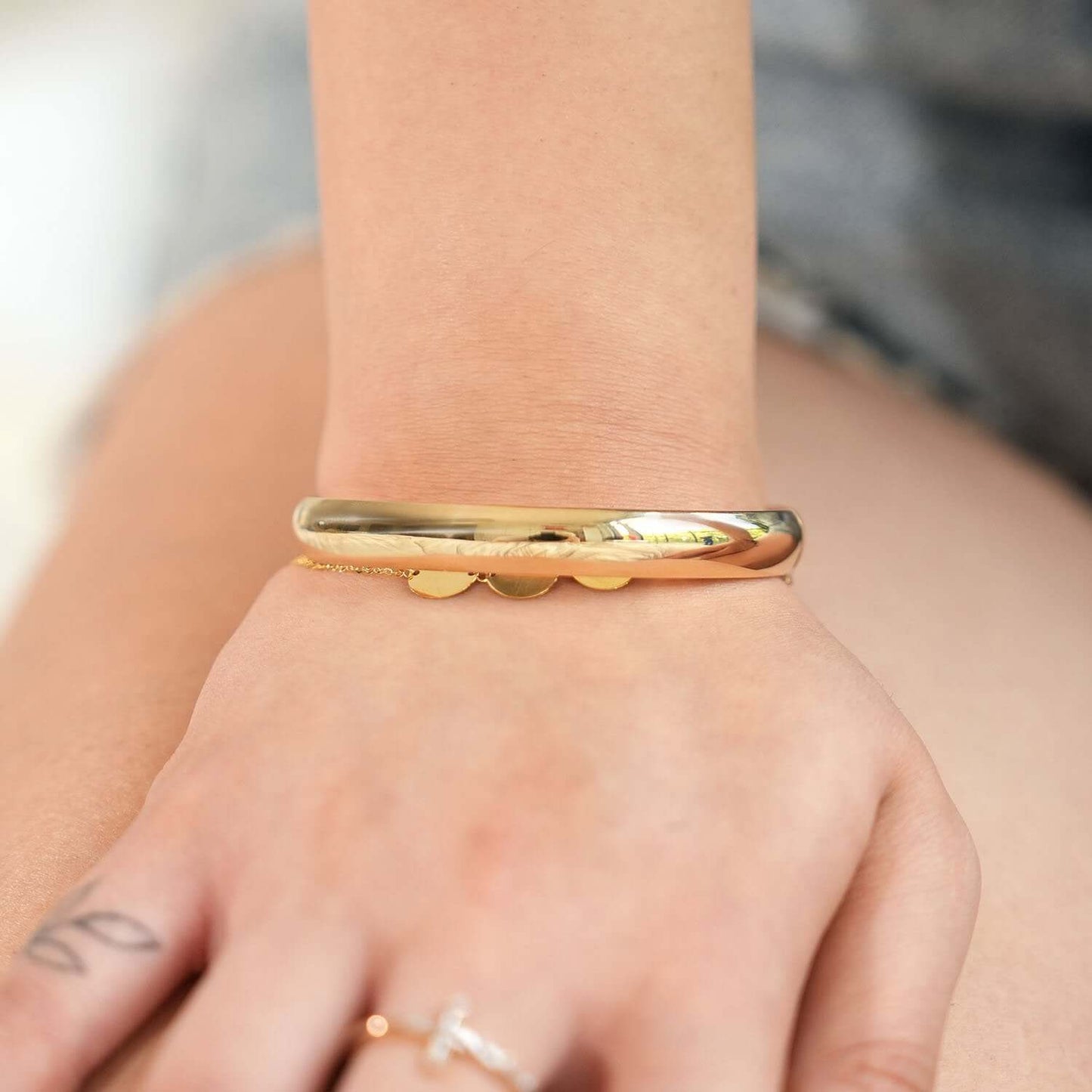 14K Gold Yellow 8mm Bangle Bracelet 7"-8"