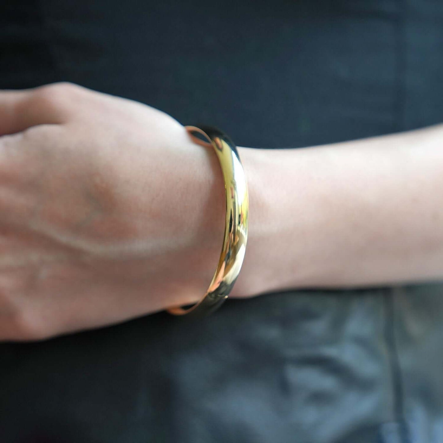 14K Gold Yellow 8mm Bangle Bracelet 7"-8"