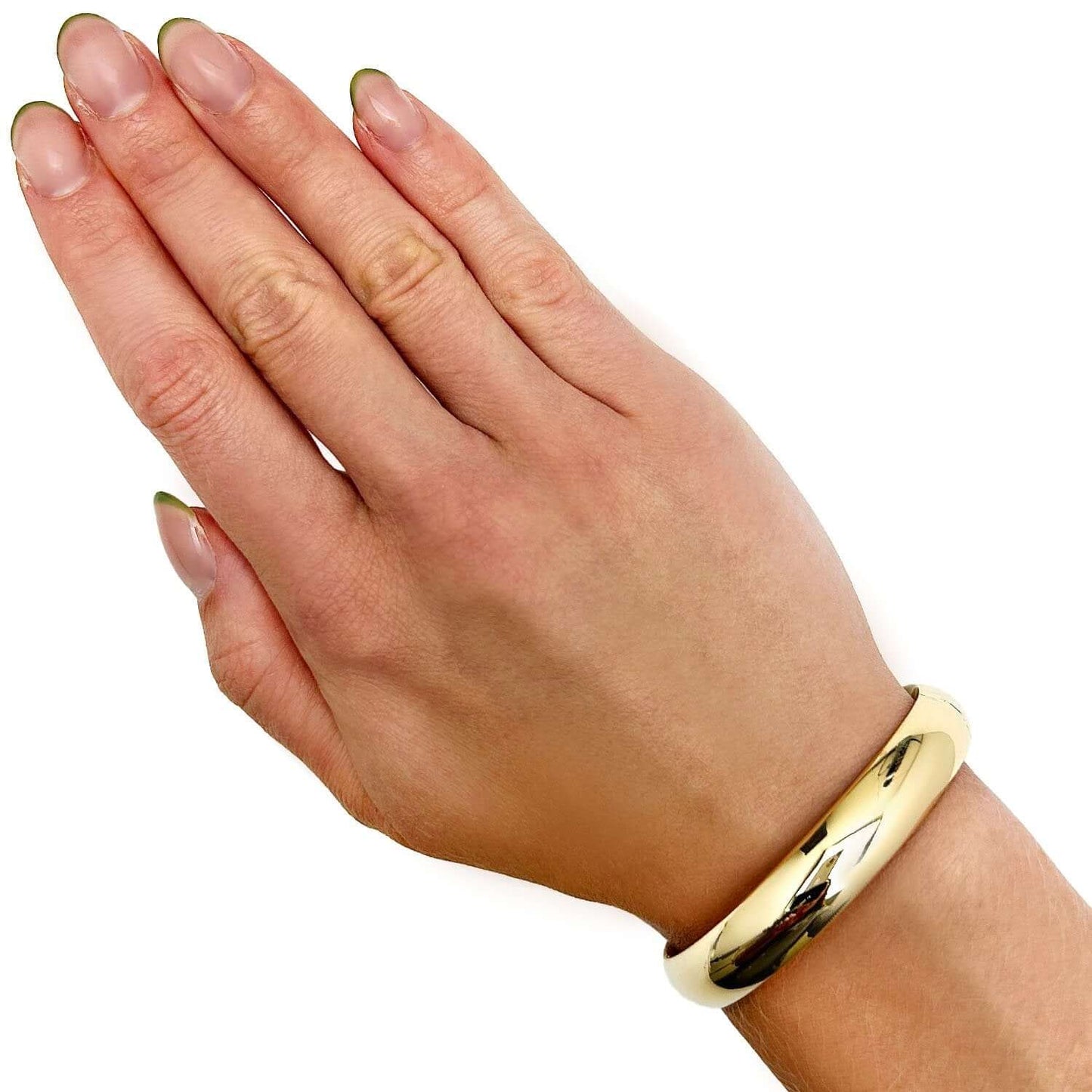 14K Yellow Gold 10mm Bangle Bracelet 7"-8"