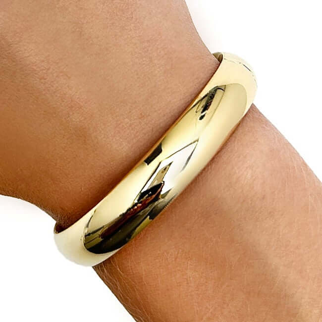 14K Yellow Gold 10mm Bangle Bracelet 7"-8"