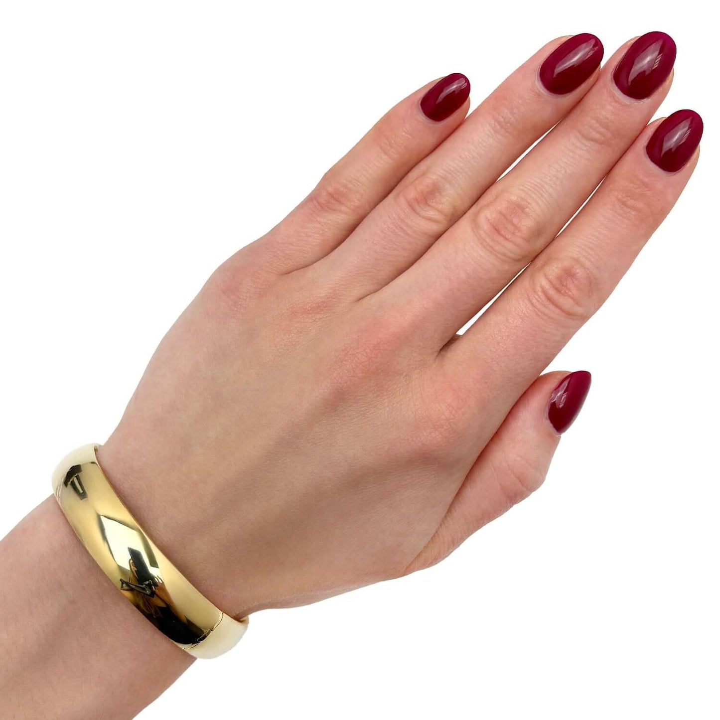 14K Yellow Gold 13.5mm Bangle Bracelet 7"-8"