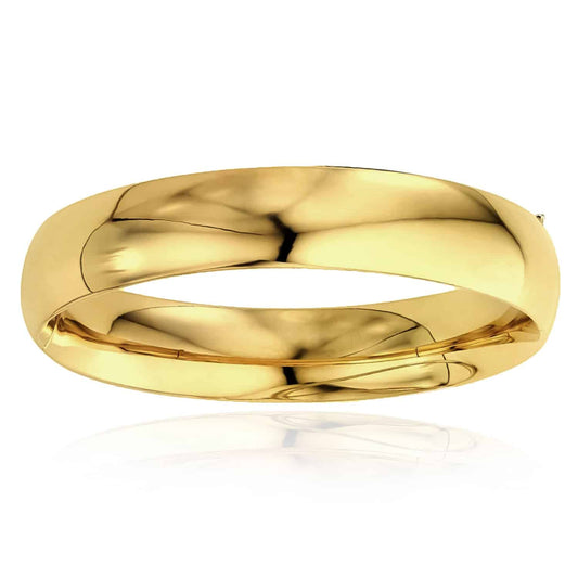 14K Yellow Gold 13.5mm Bangle Bracelet (Hollow) 7"-8"
