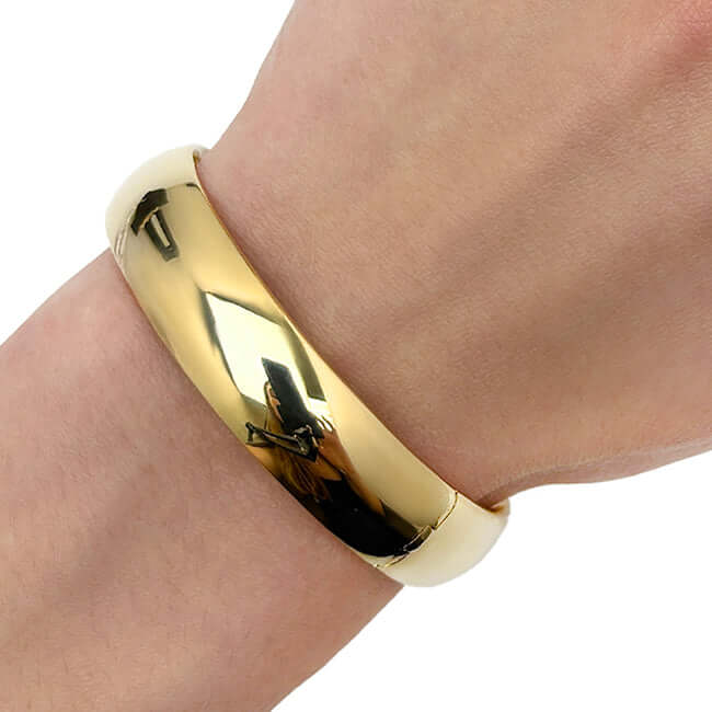14K Yellow Gold 13.5mm Bangle Bracelet 7"-8"