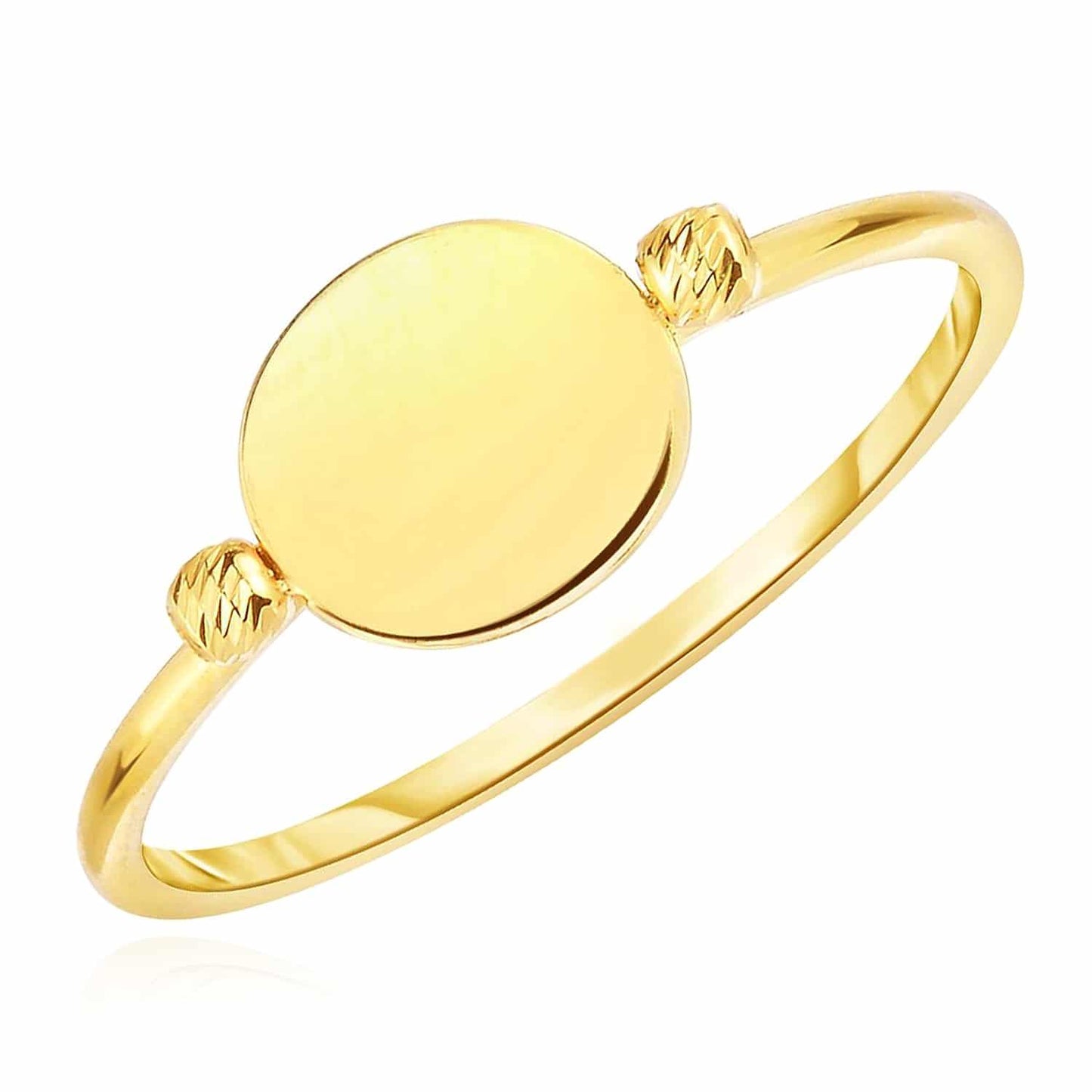 Engravable 14K Gold Personalized Initial Disc Ring