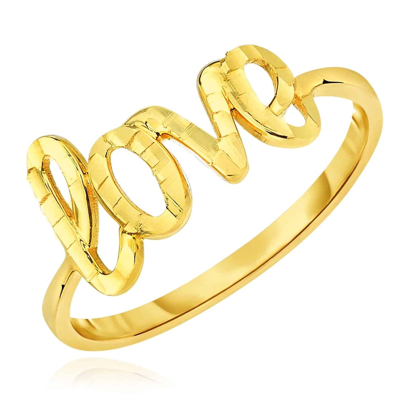 14K Gold Diamond-Cut LOVE Ring