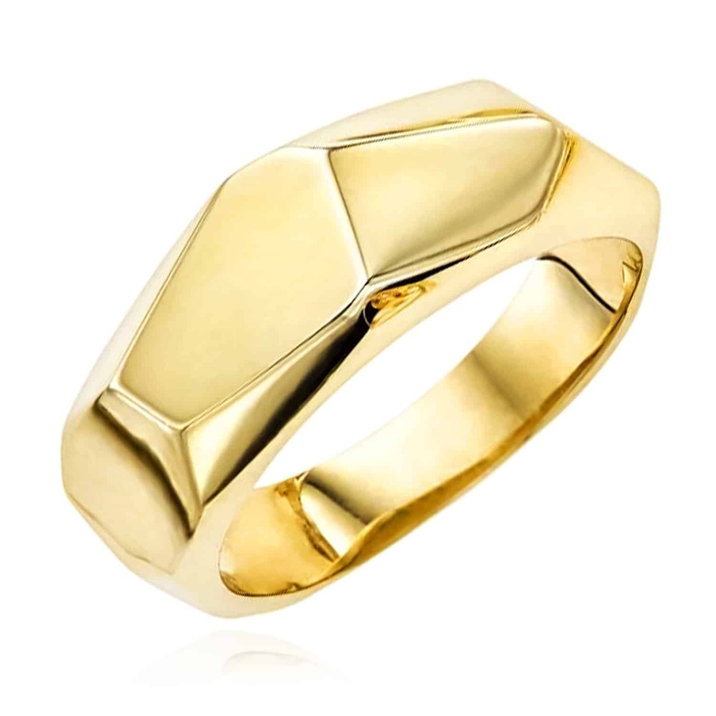 14K Gold Modern Geometric Sculptural Thick Bold Ring