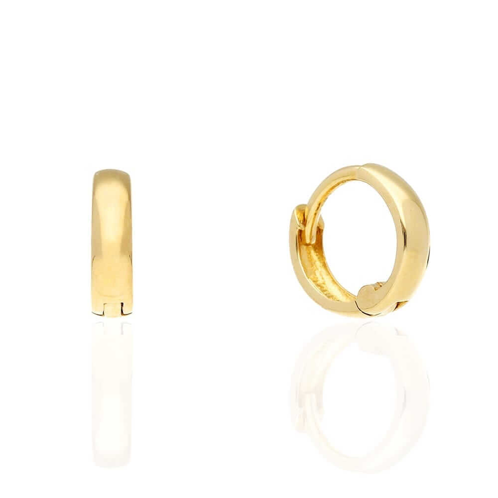 14k Gold Hoop Earrings 9mm Hinged Snapback Yellow Gold, Rose Gold & White Gold