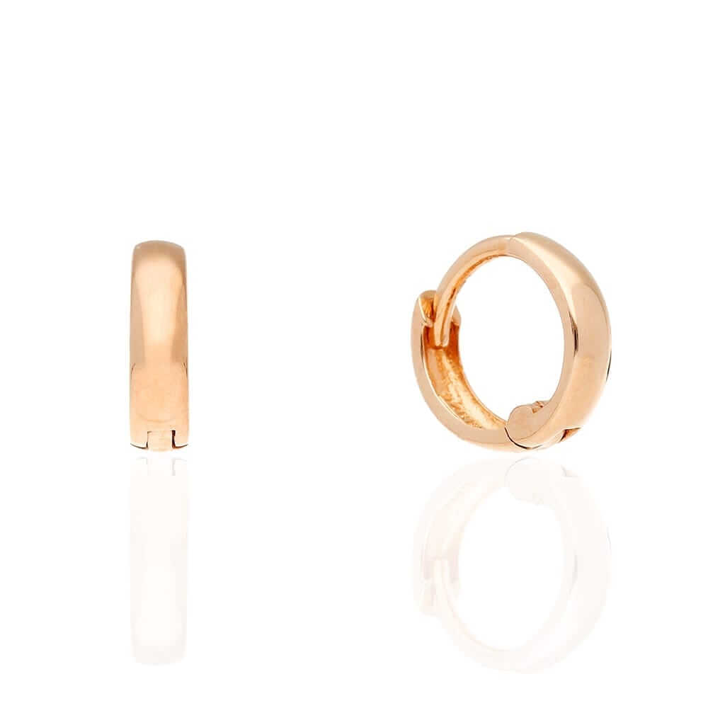 14k Gold Hoop Earrings 9mm Hinged Snapback Yellow Gold, Rose Gold & White Gold