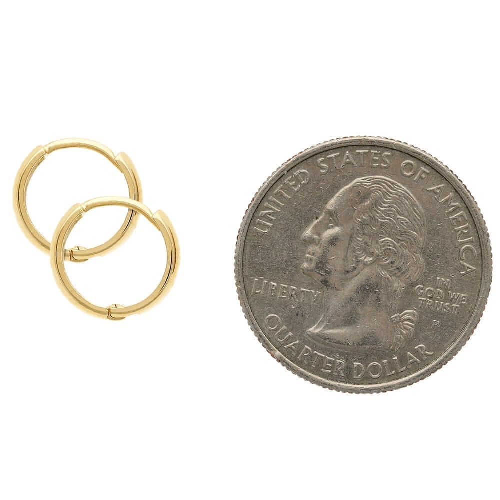 14k Gold Hoop Earrings 9mm Hinged Snapback Yellow Gold, Rose Gold & White Gold