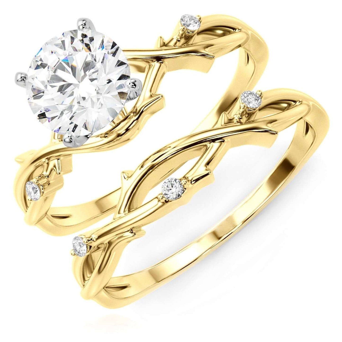 1.20CTW Lab-Grown Diamond 18K Gold Yellow Branch Shank Engagement Ring