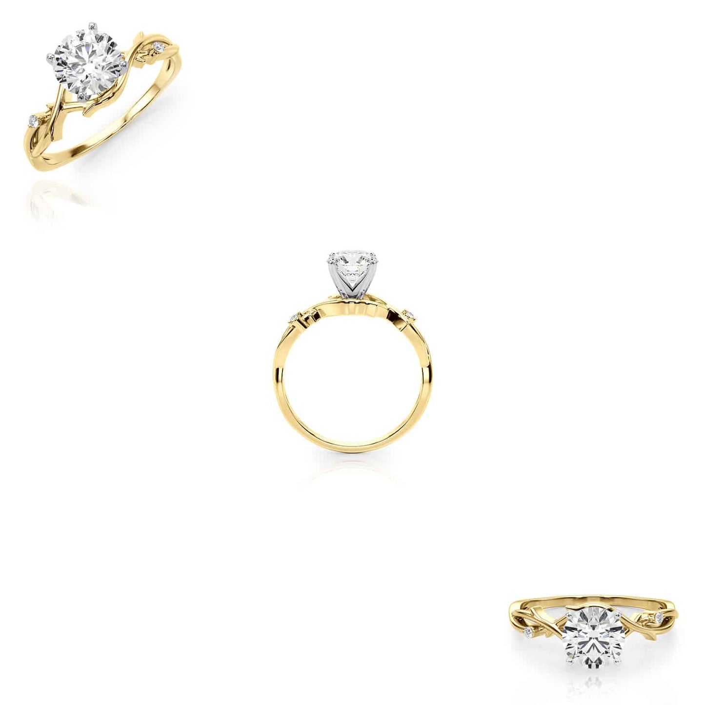 1.20CTW Lab-Grown Diamond 18K Gold Yellow Branch Shank Engagement Ring