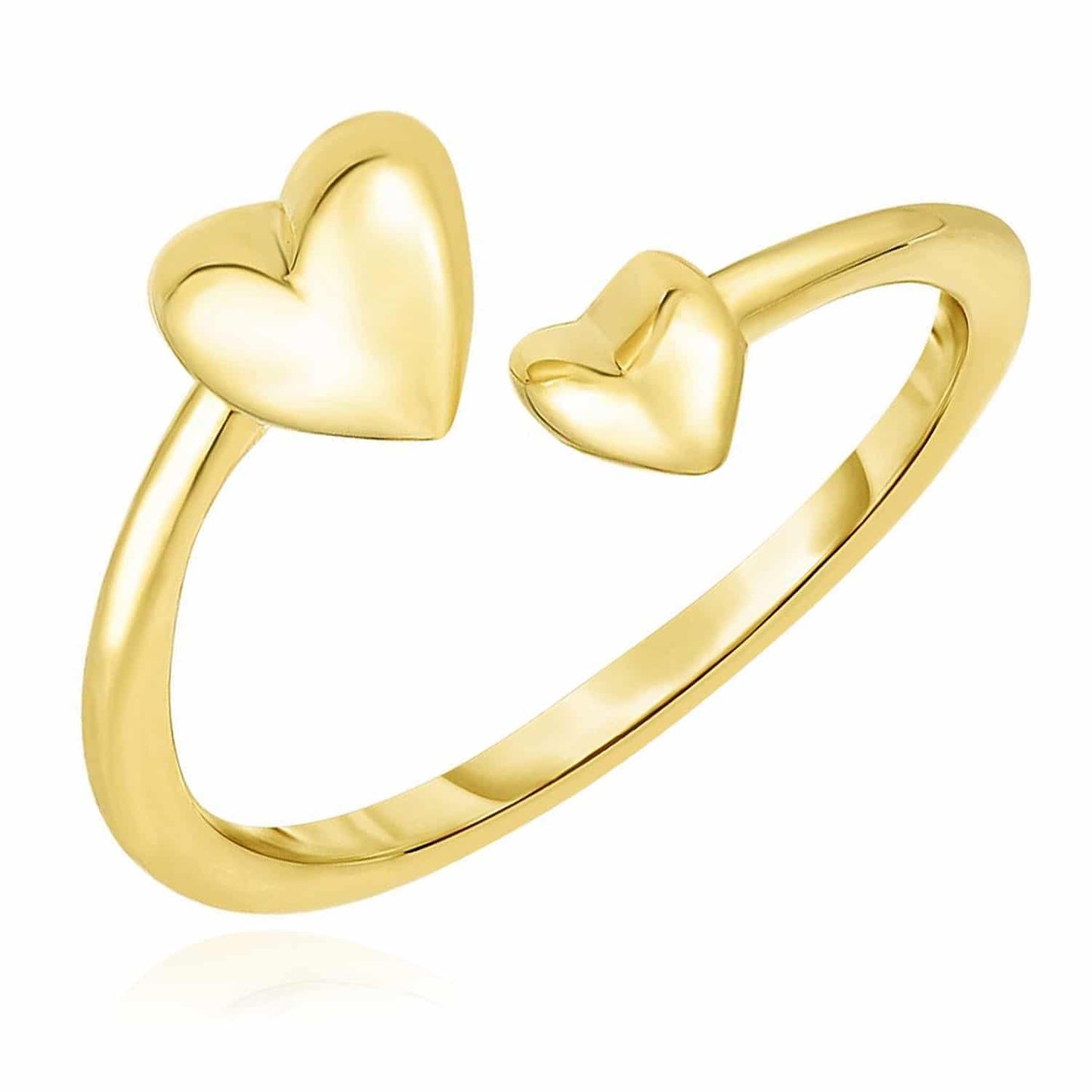 14K Gold Yellow Bypass Two Hearts Toe Ring