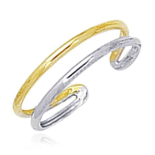 14K Gold Two-Tone Yellow White Open Bar Toe Ring