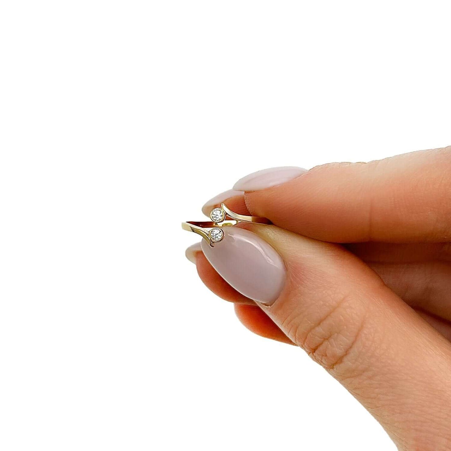 14K Yellow Gold CZ Bezel Bypass Toe Ring