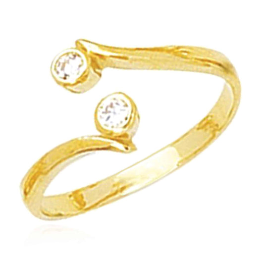 14K Yellow Gold CZ Bezel Bypass Toe Ring