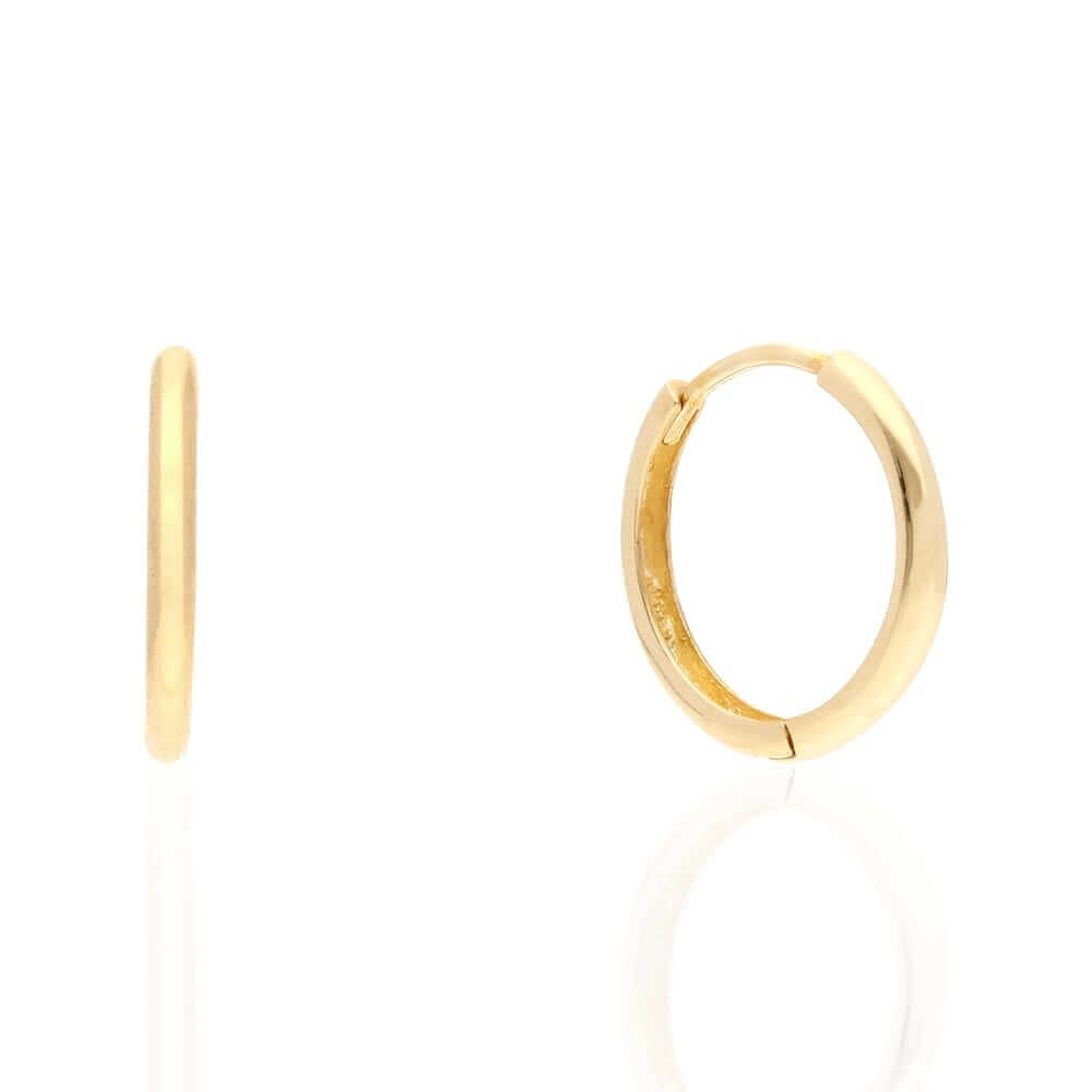 14k Gold Hoop Earrings 14mm Hinged Snapback Yellow Gold, Rose Gold & White Gold