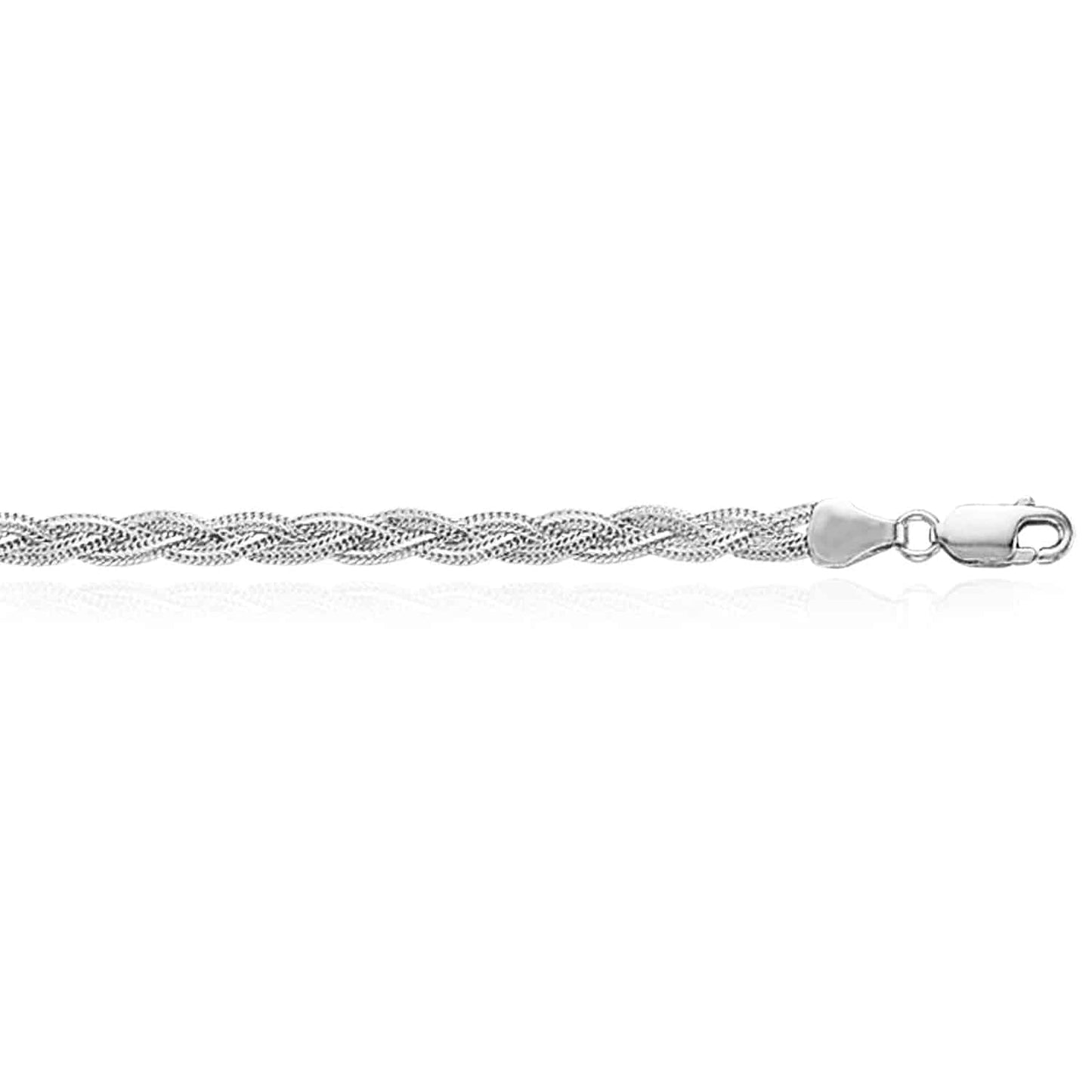 14K Gold Yellow White 3.5mm Textured Braided Fox Anklet Bracelet 10"