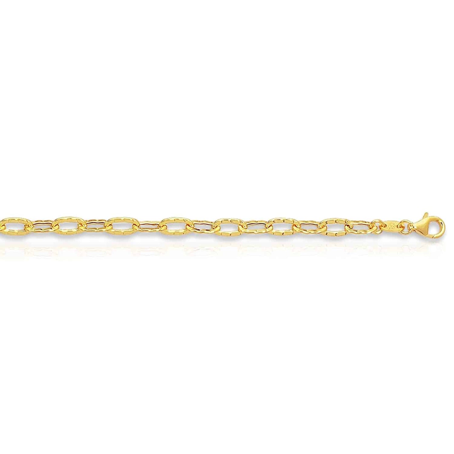 14K Gold Yellow White 3.5mm Textured Cable Anklet Bracelet 10"