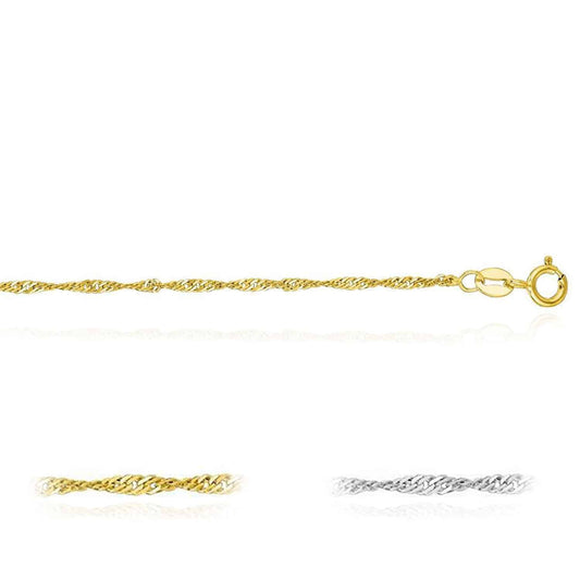 14K Yellow White Gold 1.3mm Textured Singapore Anklet (Hollow) 10"