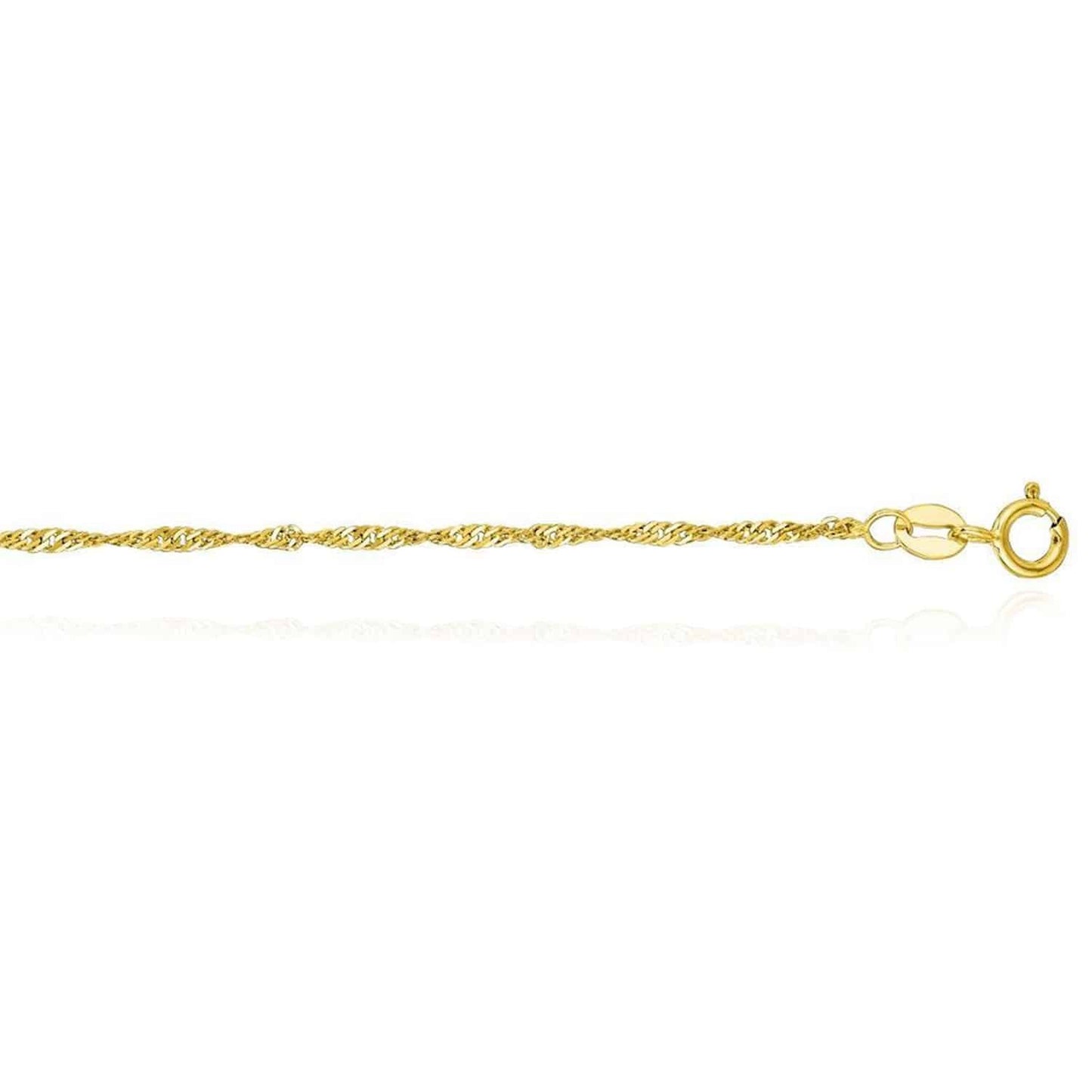 14K Real Gold Yellow White 1.3mm Textured Singapore Anklet Bracelet 10"