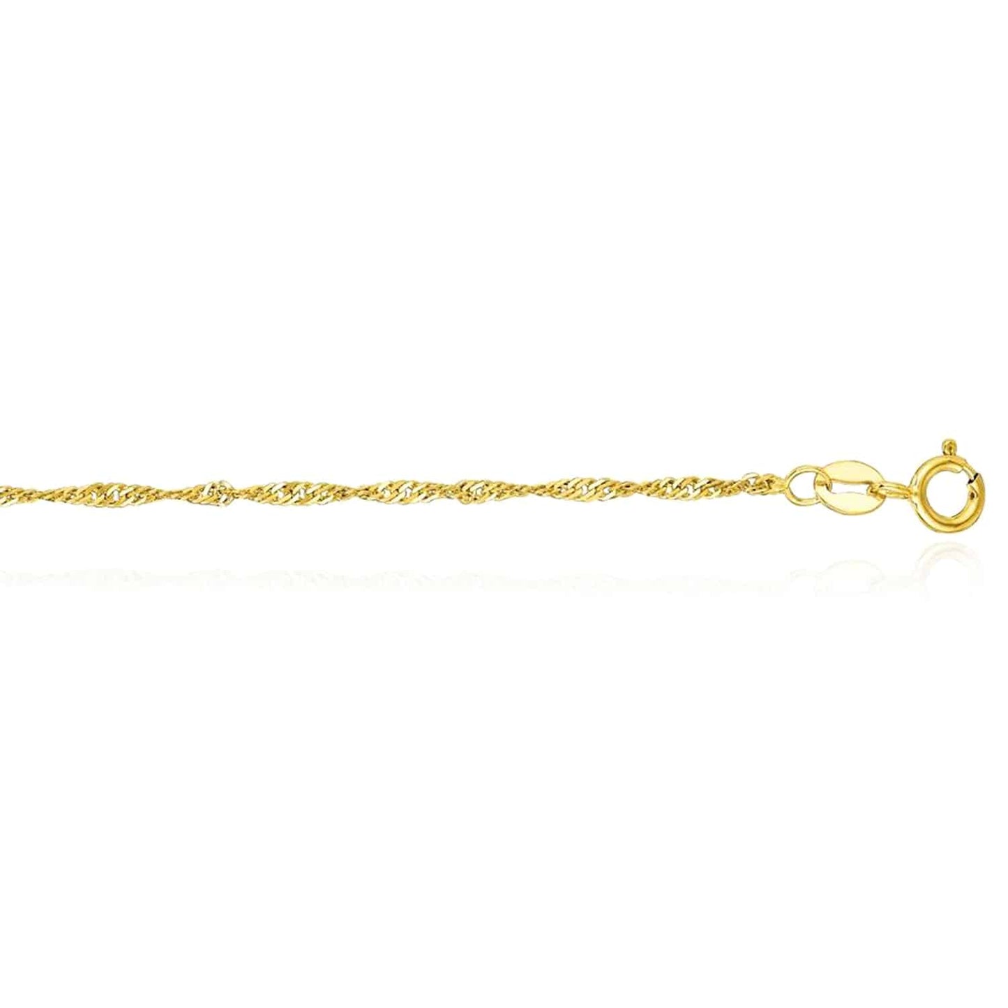 14K Gold Yellow White 1.3mm Singapore Chain Necklace 16"-24"