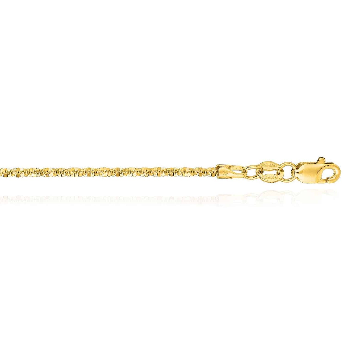 14K Gold Yellow White 1.5mm Diamond-Cut Sparkle Twisted Anklet Bracelet 10"